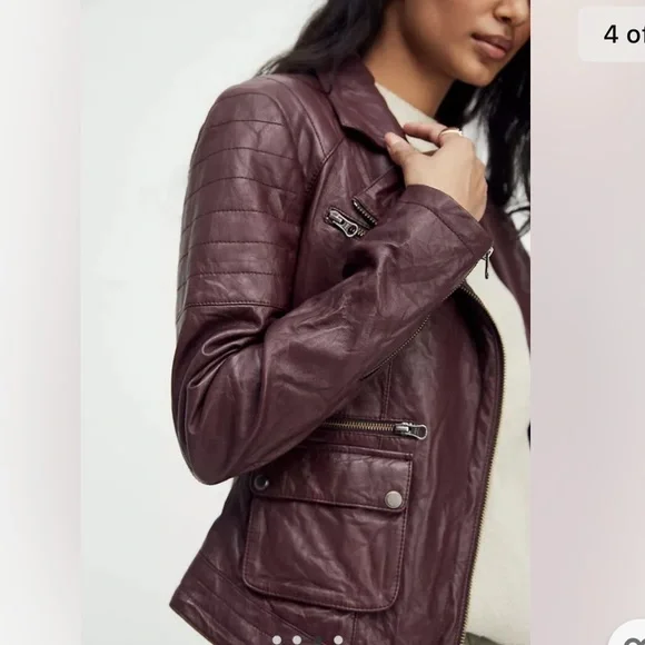 Free People Deep Burgundy Leather Jacket - Picture 3 of 9